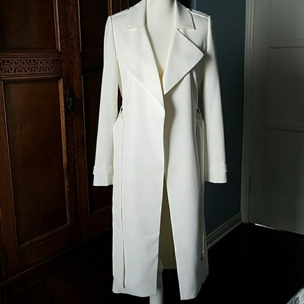 White House Black Market - White Ivory Ecru Women's Trench Coat - Size S
